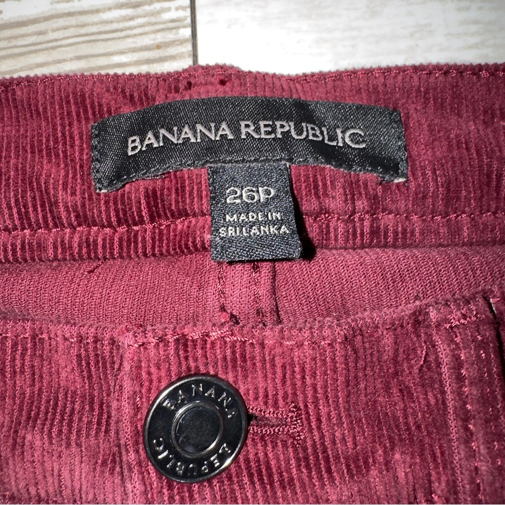 Banana Republic Burgundy Corduroy Skinny Pants Women’s 26P Petite - Picture 3 of 12